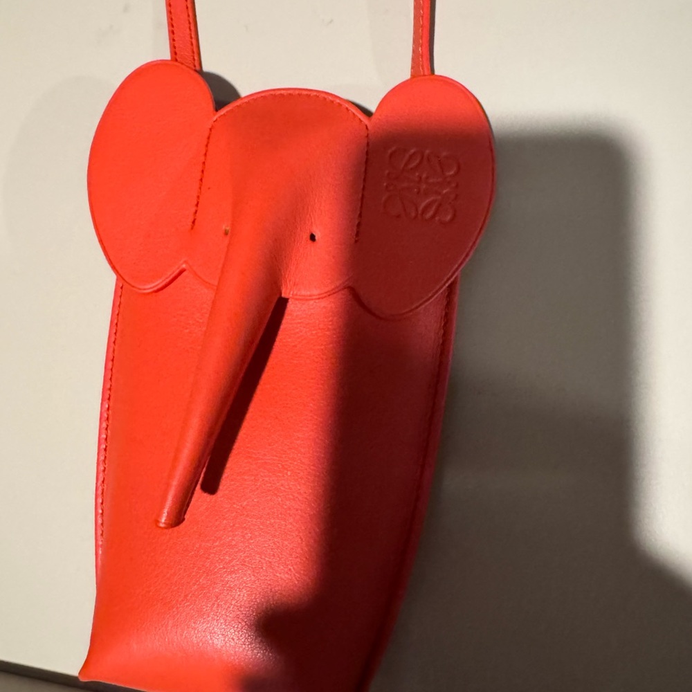 Loewe Orange Elephant-Shaped Leather Bag